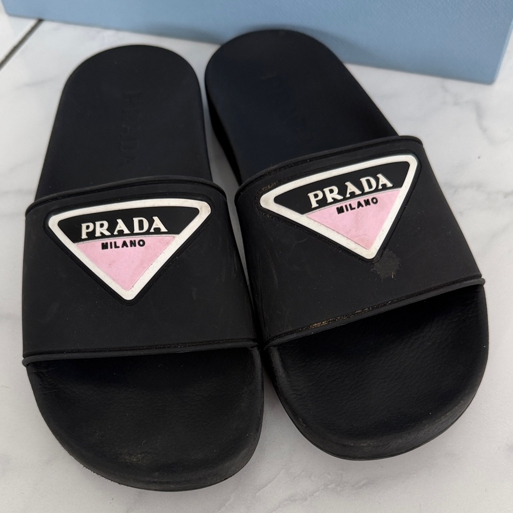 Prada Black Slides with Pink Accents - Picture 2 of 6